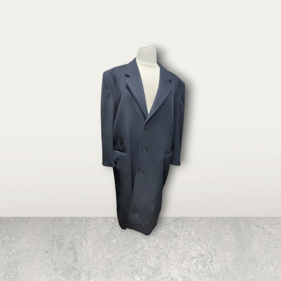 Black wool trench coat with lining, made in Yugoslavia. - Picture 1 of 3